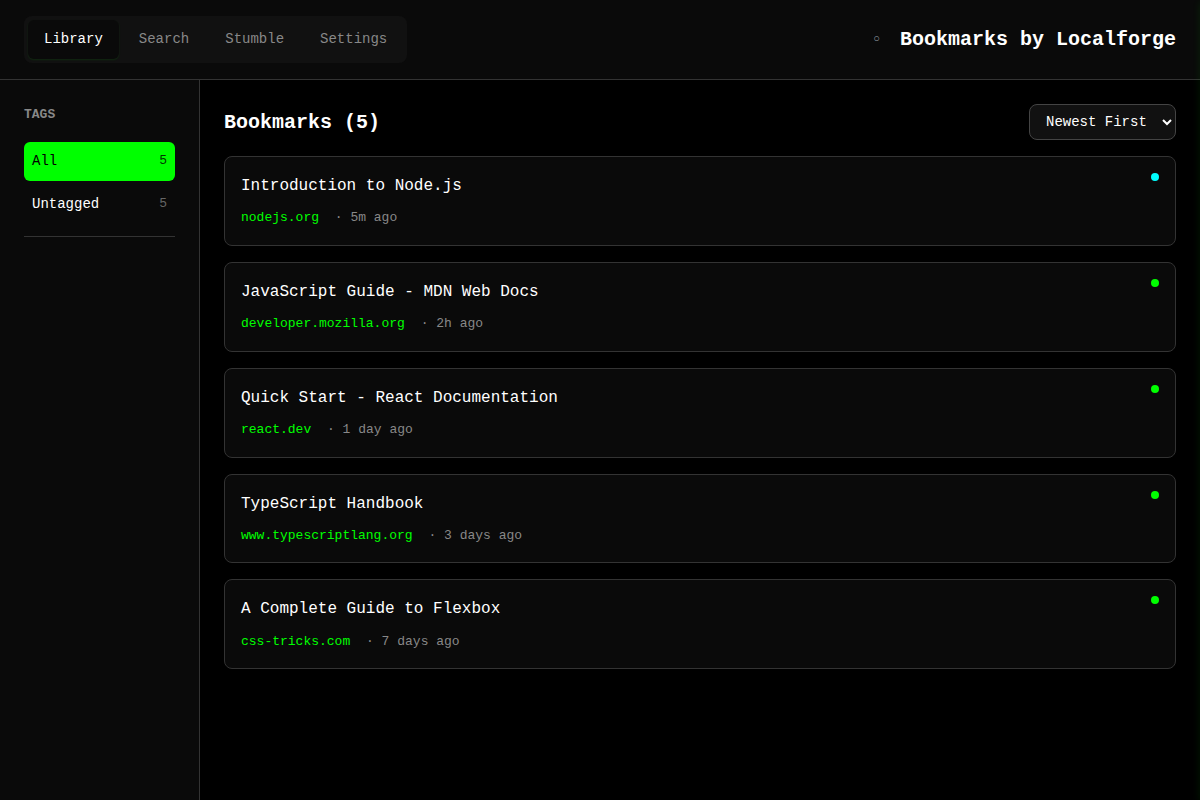 Library - Browse bookmarks